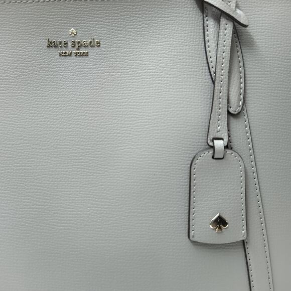 Kate Spade New York Cara Gray Leather Double Handle Tote Shoulder Bag - Picture 3 of 16